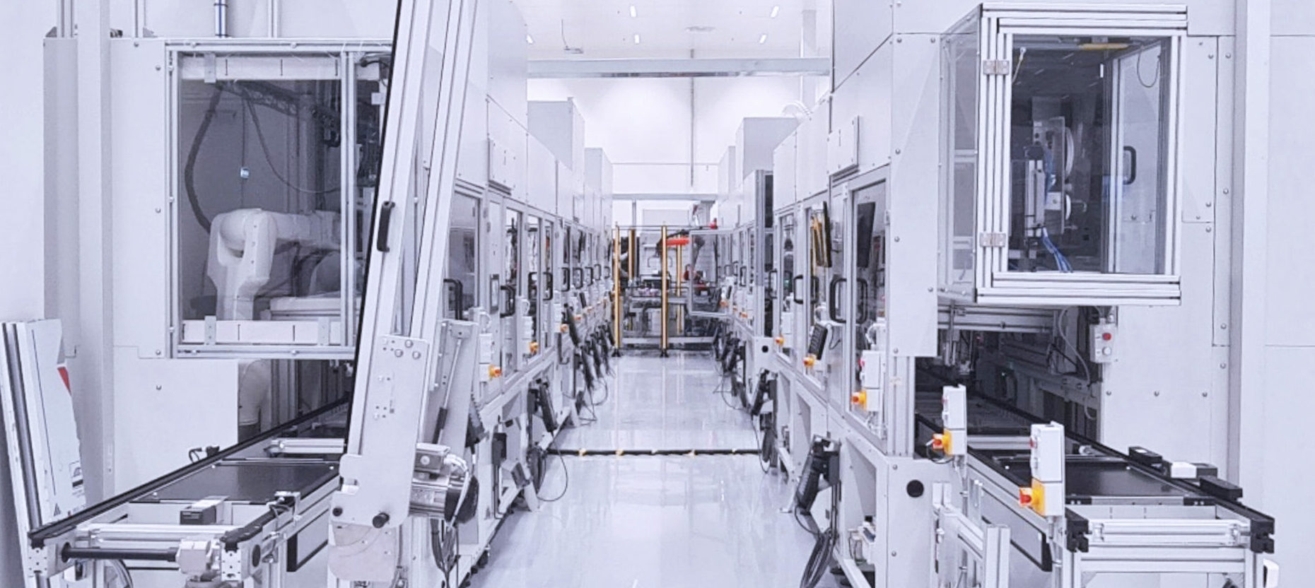 Photo of a final assembly line on factory site during construction